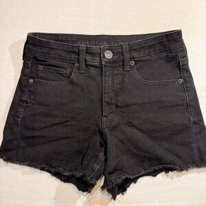American Eagle Women’s Black Denim Shorts High Rise Casual Summer Size 6